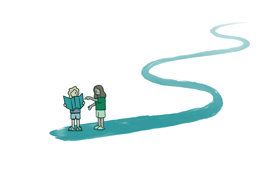 Image of person being supported and helped along pathway